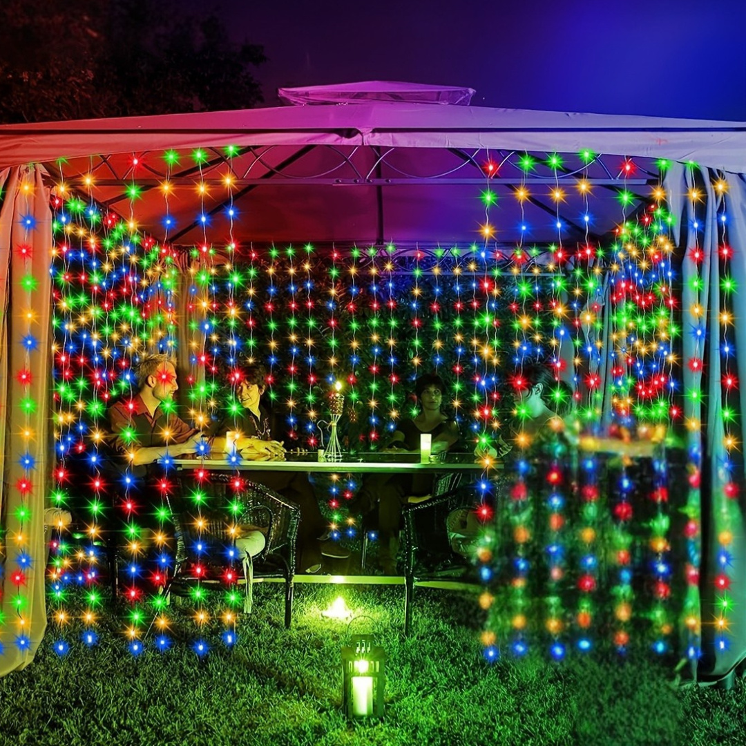 Nzmarket Solar-Powered Outdoor Curtain String Lights – Auto Dusk to Dawn, 3 Sizes