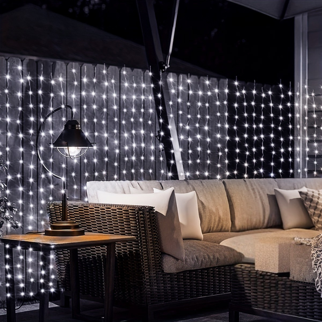 Nzmarket Solar-Powered Outdoor Curtain String Lights – Auto Dusk to Dawn, 3 Sizes