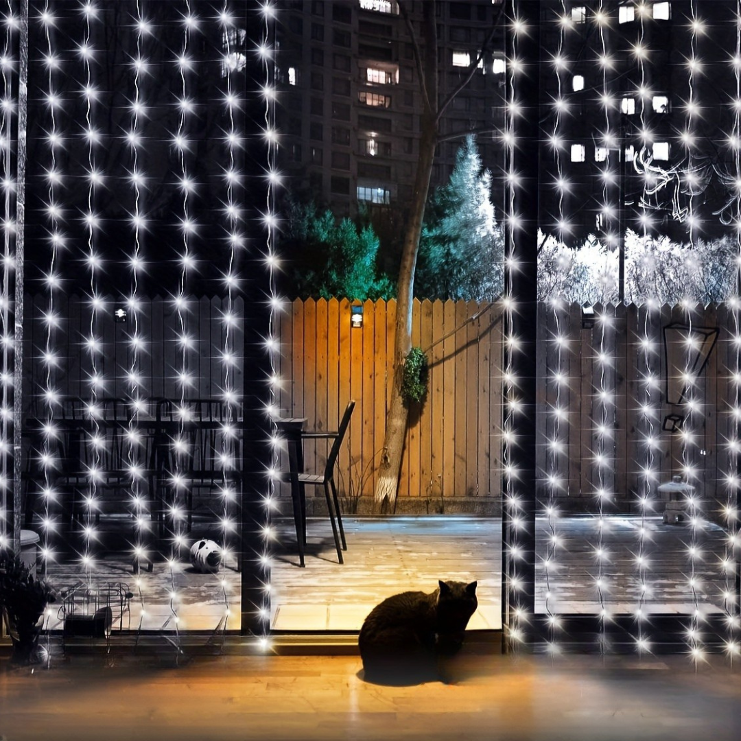 Nzmarket Solar-Powered Outdoor Curtain String Lights – Auto Dusk to Dawn, 3 Sizes
