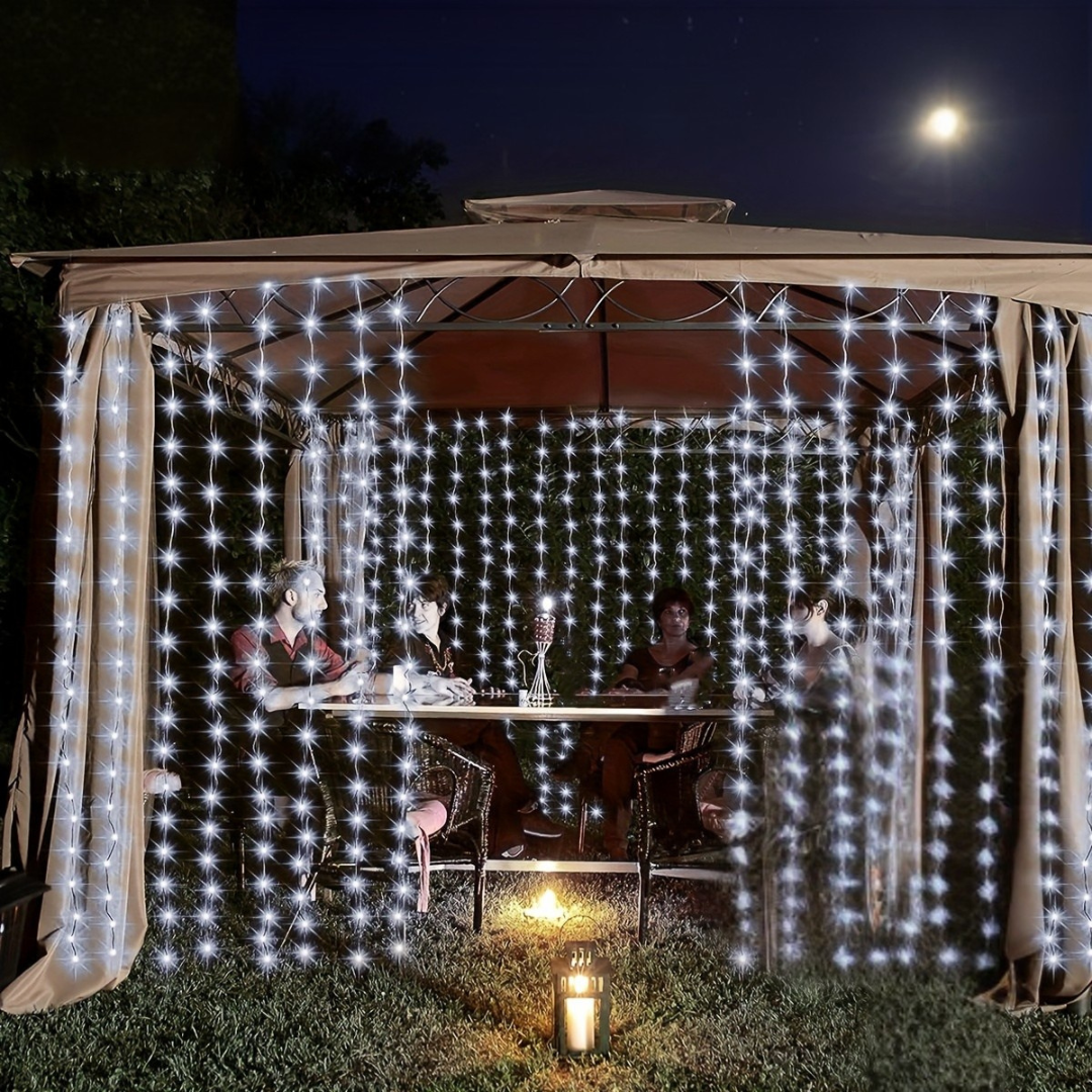 Nzmarket Solar-Powered Outdoor Curtain String Lights – Auto Dusk to Dawn, 3 Sizes