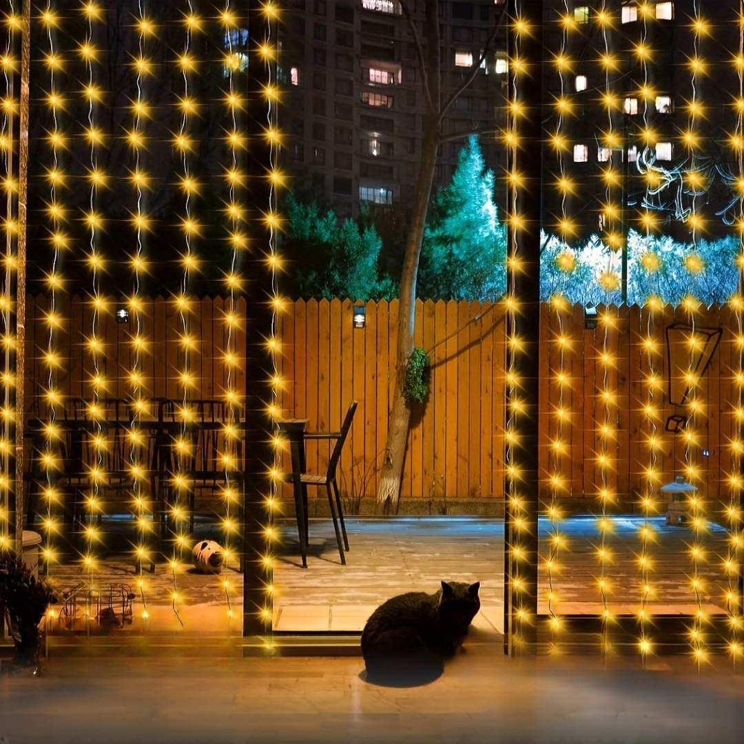 Nzmarket Solar-Powered Outdoor Curtain String Lights – Auto Dusk to Dawn, 3 Sizes