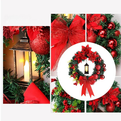 Nzmarket LED Christmas Wreath with Ribbon Bow – 40cm Warm Glow Display