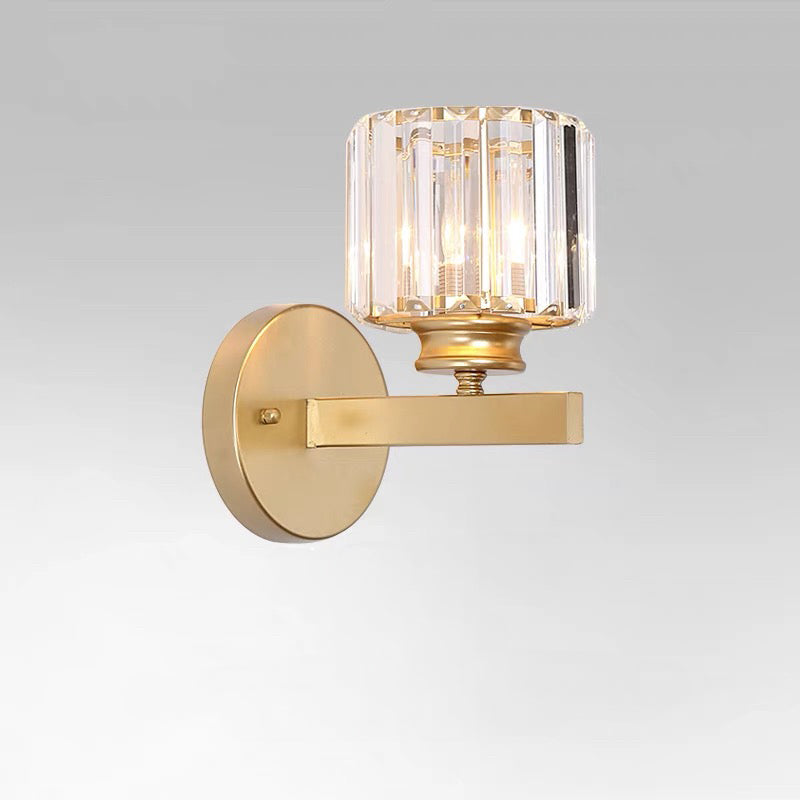Nzmarket Crystal Glass Wall Light – Round & Square, Black & Gold Finish