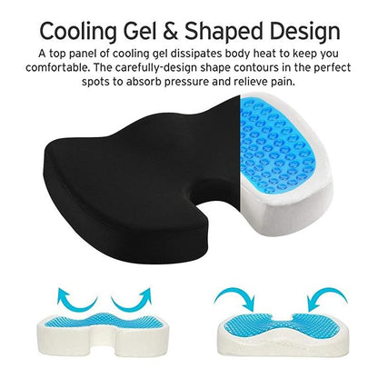 ErgoComfort Memory Foam Seat Cushion - Sciatica & Back Pain Relief