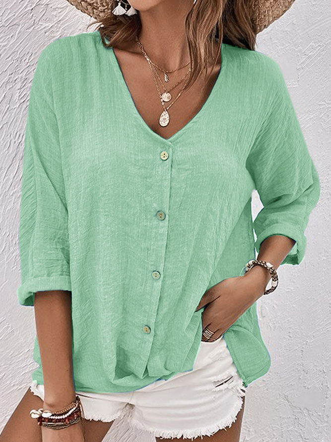 Ava - Stylish and Comfortable V-Neck Linen Shirt for Women