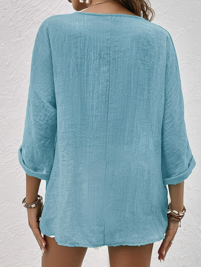 Ava - Stylish and Comfortable V-Neck Linen Shirt for Women