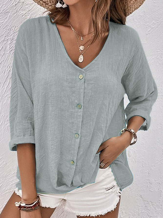 Ava - Stylish and Comfortable V-Neck Linen Shirt for Women