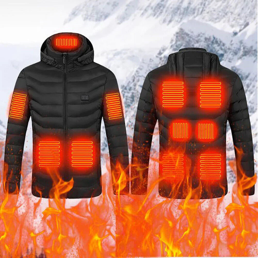 Nzmarket Unisex Heated Jacket – 3 Heating Zones, Sizes S to 4XL