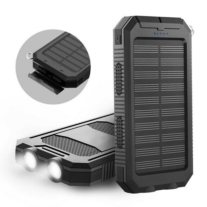 Solar External Power Bank – 20,000mAh, Waterproof & Portable USB Charger