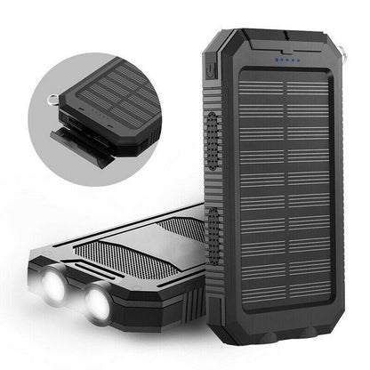 Solar External Power Bank – 20,000mAh, Waterproof & Portable USB Charger