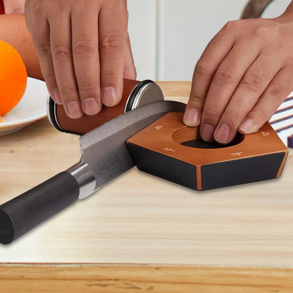Nzmarket™ Knife Sharpener Kit – Magnetic Wood Base, Angle Guides