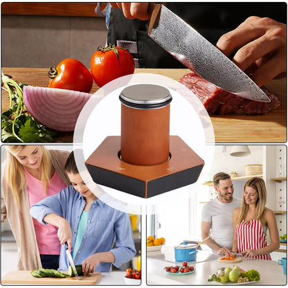 Nzmarket™ Knife Sharpener Kit – Magnetic Wood Base, Angle Guides