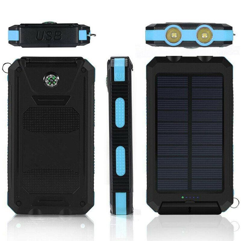 Solar External Power Bank – 20,000mAh, Waterproof & Portable USB Charger