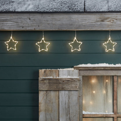 Nzmarket Outdoor Star LED String Lights – Weather-Resistant, Warm White
