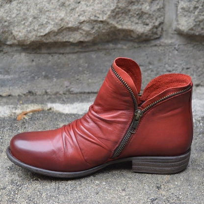 Giulia - Leather Boots with Zipper