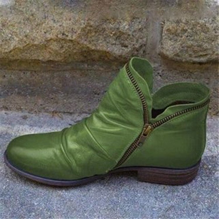 Giulia - Leather Boots with Zipper