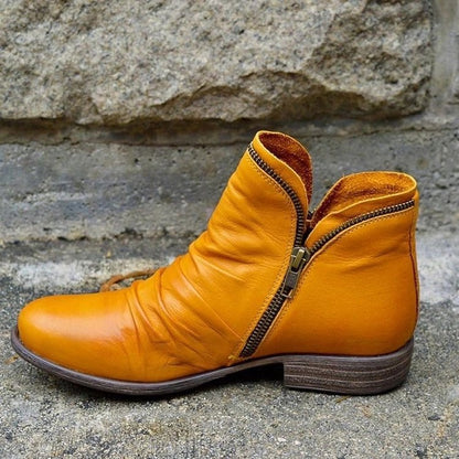 Giulia - Leather Boots with Zipper