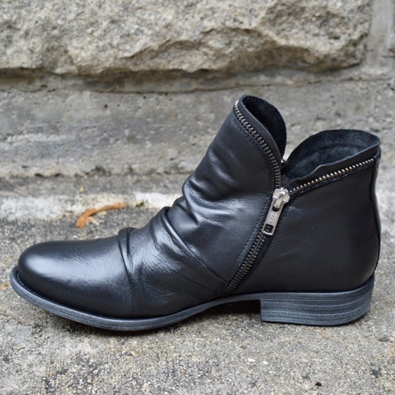 Giulia - Leather Boots with Zipper