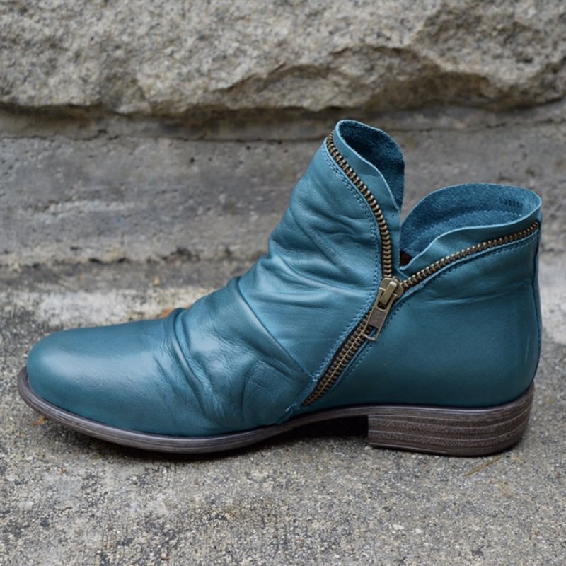Giulia - Leather Boots with Zipper