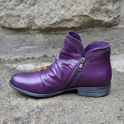 Giulia - Leather Boots with Zipper