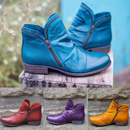 Giulia - Leather Boots with Zipper
