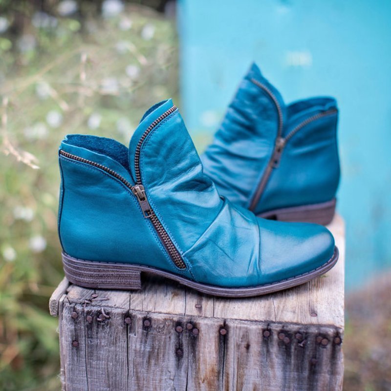 Giulia - Leather Boots with Zipper