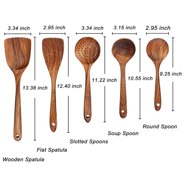 Nzmarket Natural Wood Kitchen & Tableware Set – Non-Scratch, Easy-Clean