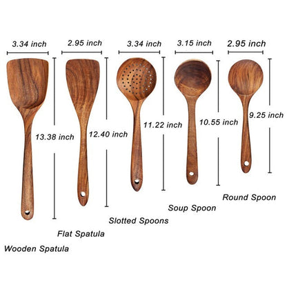 Nzmarket Natural Wood Kitchen & Tableware Set – Non-Scratch, Easy-Clean
