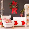 Nzmarket LED Christmas Wreath with Ribbon Bow – 40cm Warm Glow Display