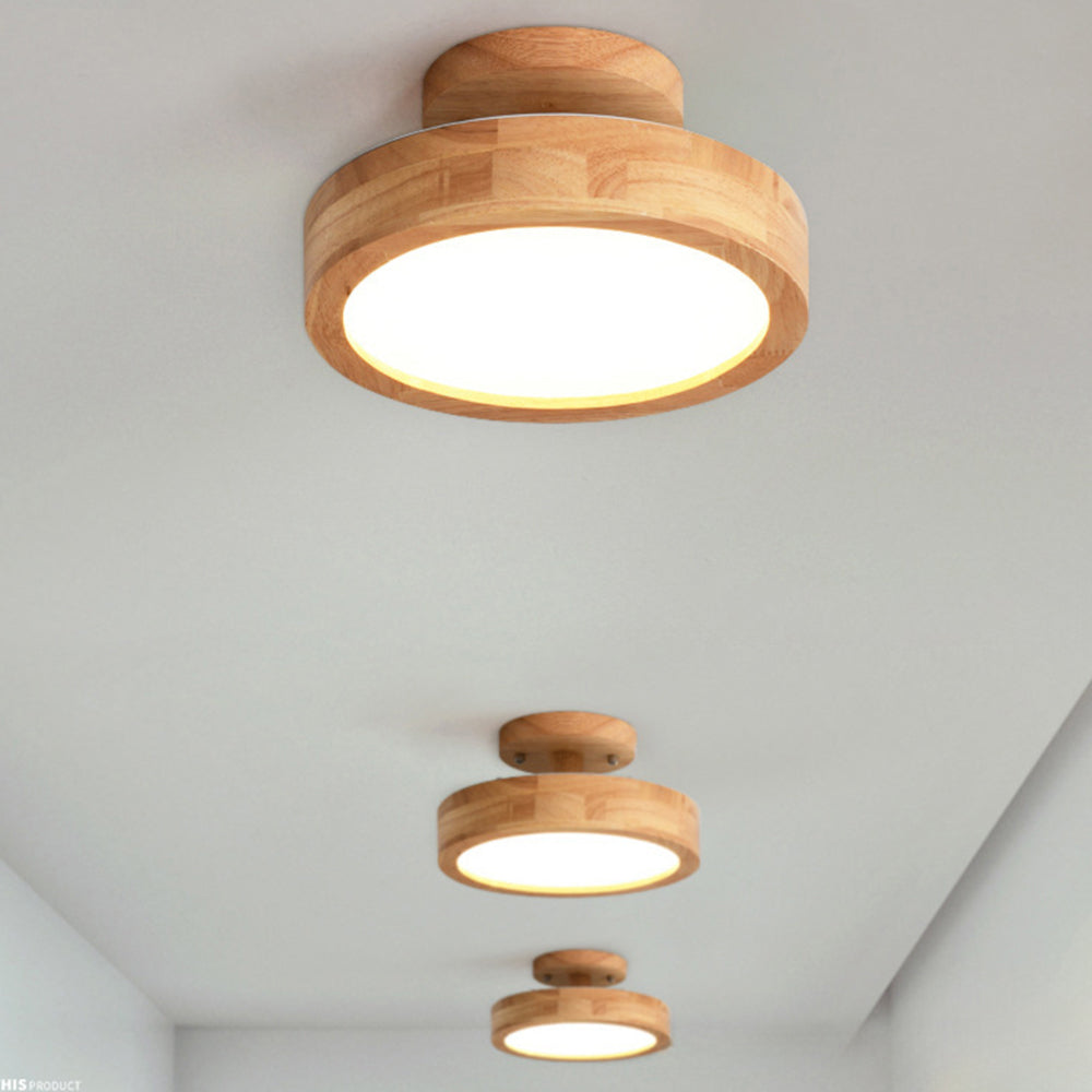Nzmarket Wooden LED Flush Mount Ceiling Light – Natural Timber Frame, 3 Colour Options