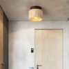 Nzmarket Wood Cylinder Flush Mount Ceiling Light – Natural & Walnut Finish