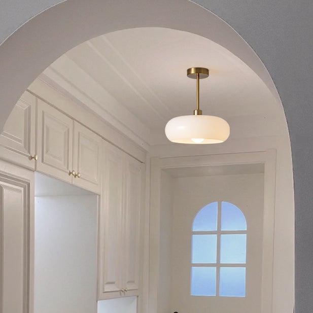 Nzmarket Vintage Round Frosted Glass Ceiling Light Fixture – Brass & Chrome