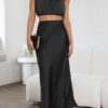Nzmarket Lily Satin Top & Skirt Set – Silky Elegant Evening Wear