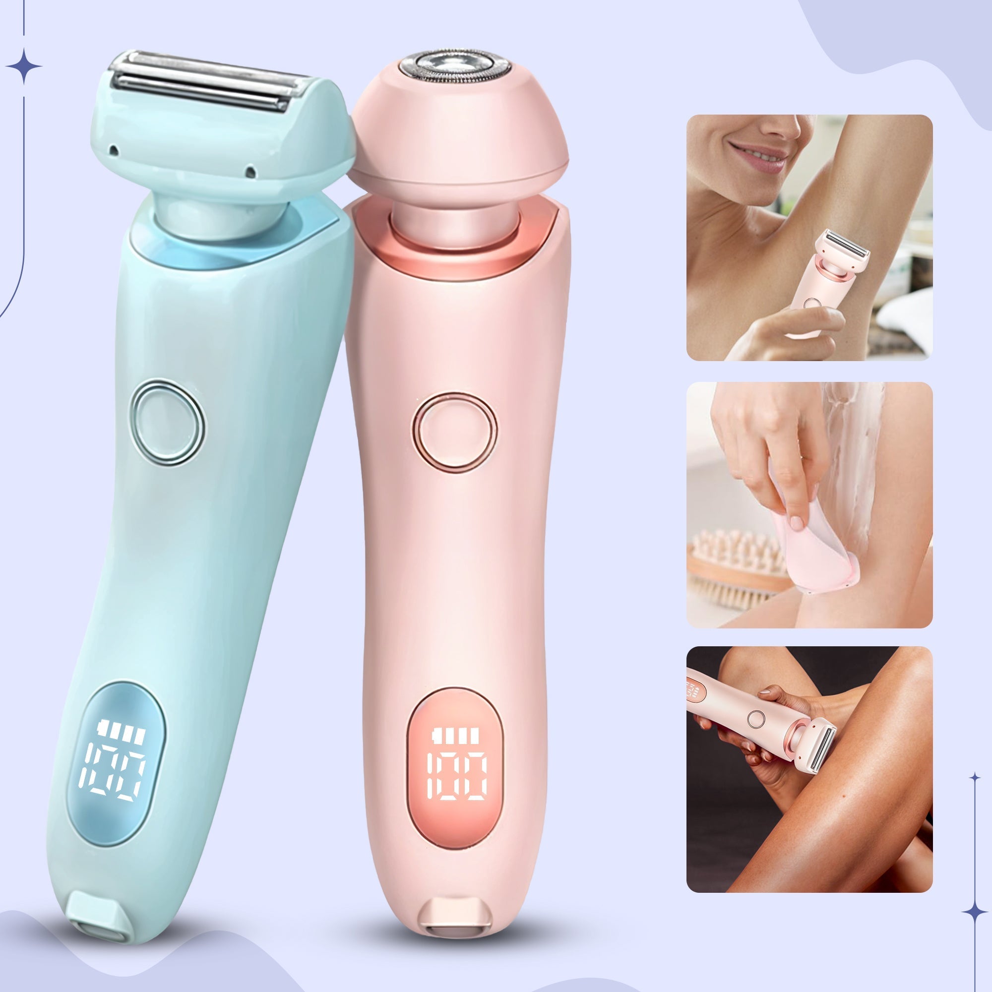 Nzmarket Portable Waterproof Electric Razor – Wet & Dry, Pink & Blue