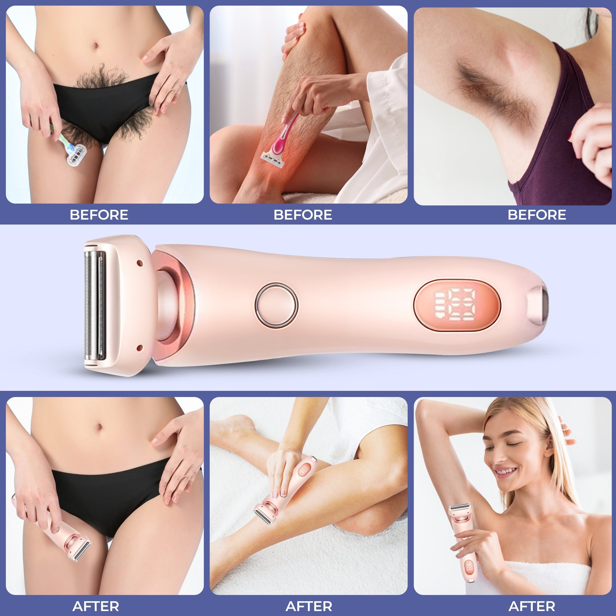 Nzmarket Portable Waterproof Electric Razor – Wet & Dry, Pink & Blue