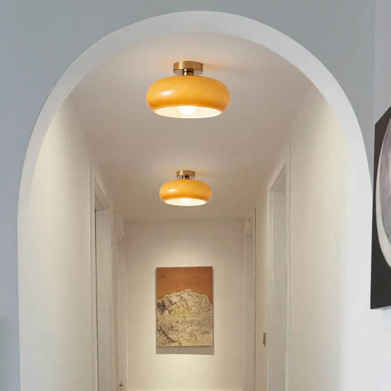 Nzmarket Vintage Round Frosted Glass Ceiling Light Fixture – Brass & Chrome