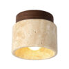 Nzmarket Wood Cylinder Flush Mount Ceiling Light – Natural & Walnut Finish