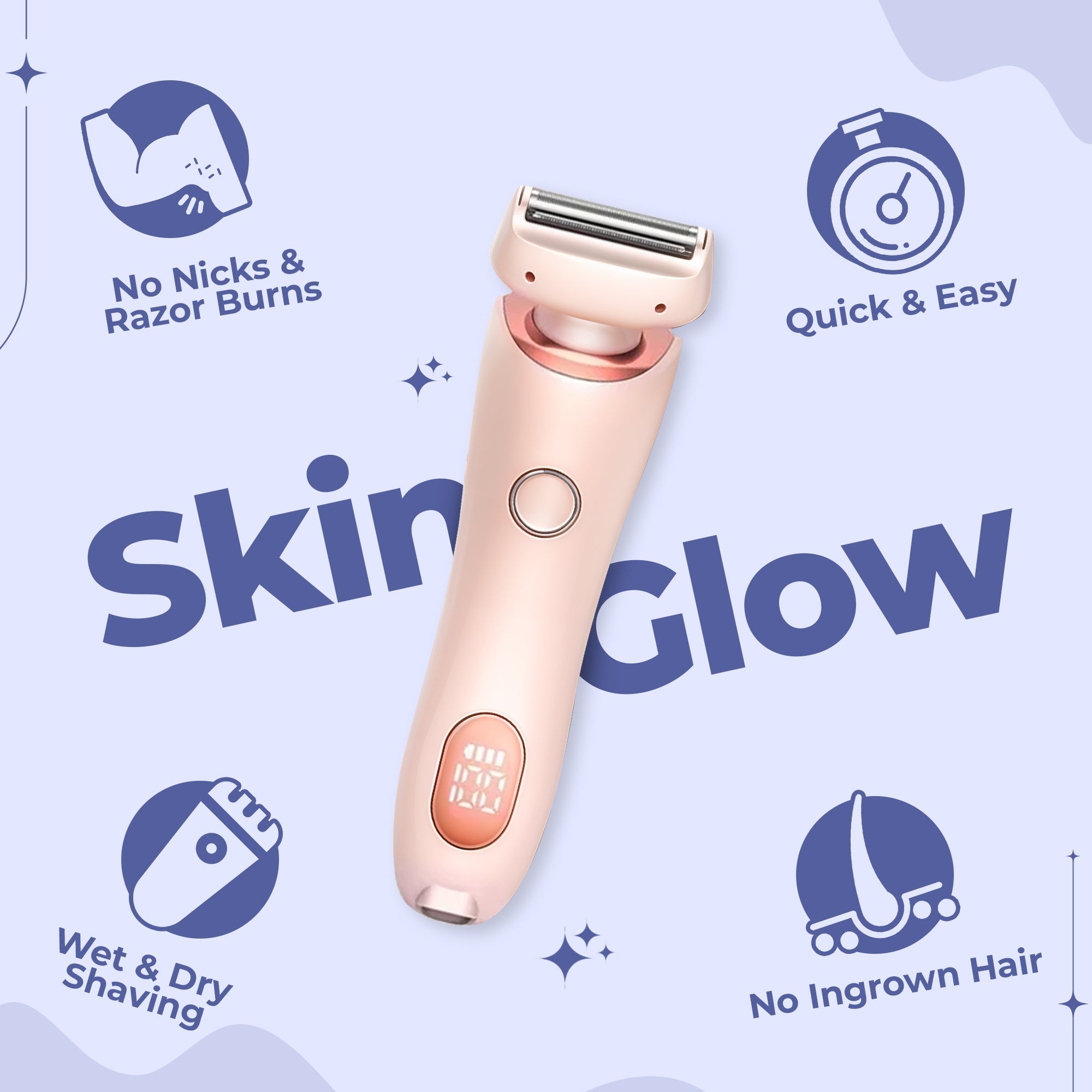 Nzmarket Portable Waterproof Electric Razor – Wet & Dry, Pink & Blue