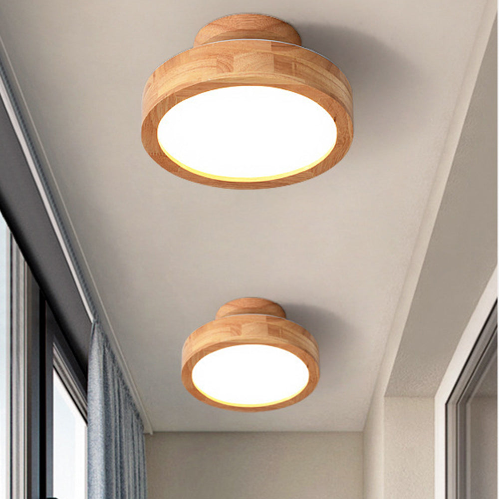 Nzmarket Wooden LED Flush Mount Ceiling Light – Natural Timber Frame, 3 Colour Options
