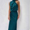 Nzmarket Valerie Long Satin Halter Neck Dress – Elegant Formal Evening Wear