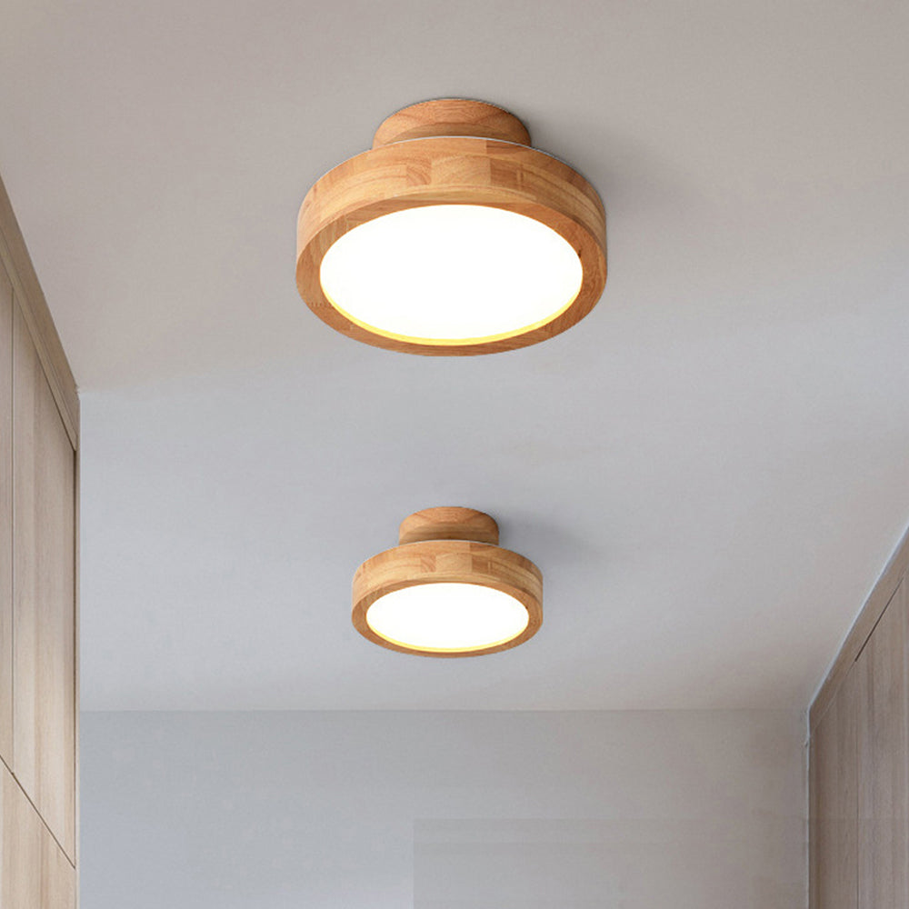 Nzmarket Wooden LED Flush Mount Ceiling Light – Natural Timber Frame, 3 Colour Options