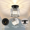 Nzmarket Crystal Glass LED Ceiling Light – Square & Circle, Black Frame