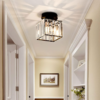 Nzmarket Crystal Glass LED Ceiling Light – Square & Circle, Black Frame