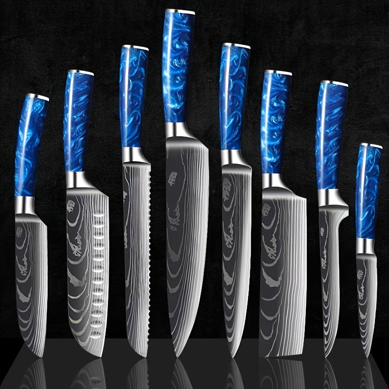 Nzmarket Japanese Damascus Kitchen Knife Set – 4, 6, 7 & 8-Piece