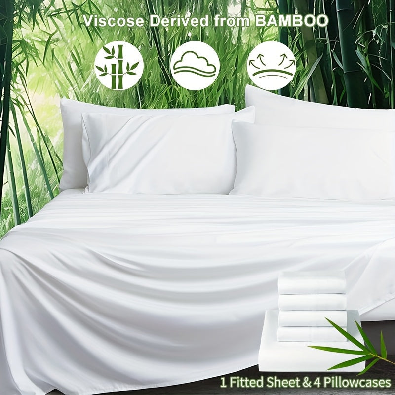 Nzmarket 5-Piece Bamboo Microfibre Fitted Sheet Set – All-Season Comfort