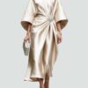 Capella | Draped Cape Sleeve Brooch Formal Maxi Gown