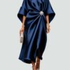 Capella | Draped Cape Sleeve Brooch Formal Maxi Gown