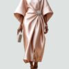 Capella | Draped Cape Sleeve Brooch Formal Maxi Gown