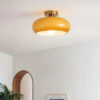 Nzmarket Vintage Round Frosted Glass Ceiling Light Fixture – Brass & Chrome