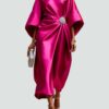 Capella | Draped Cape Sleeve Brooch Formal Maxi Gown
